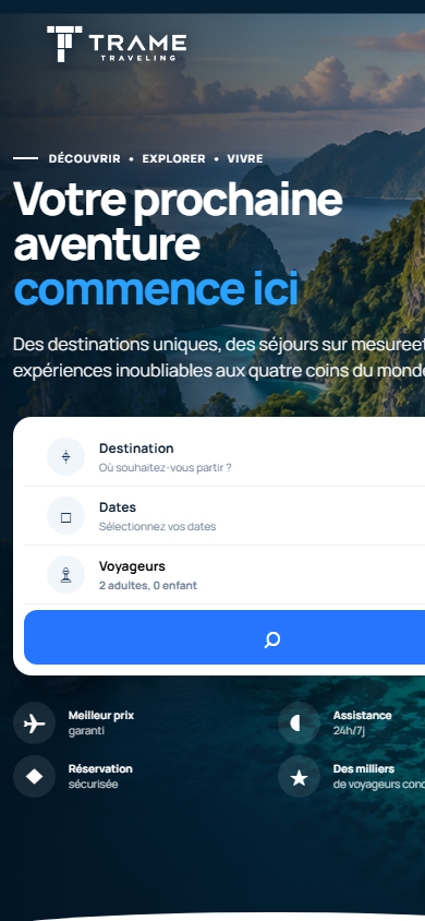 Page d’accueil TRAME Traveling sur mobile